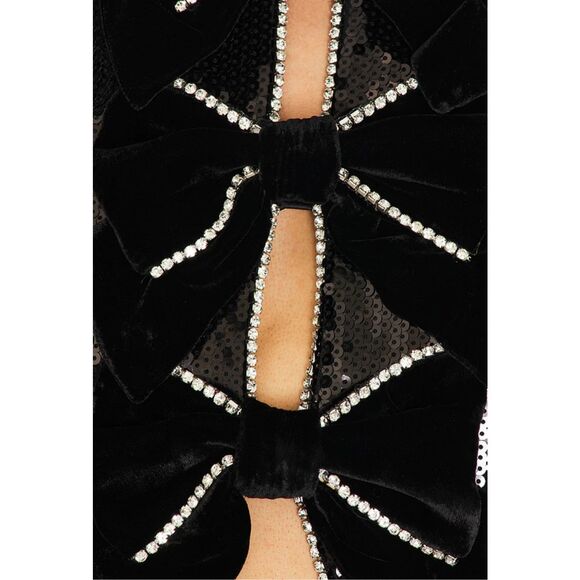 NWOT Rebecca Vallance X Nicky Hilton Lena Bow Mini Dress in Black Size 6 $790 - Picture 3 of 12